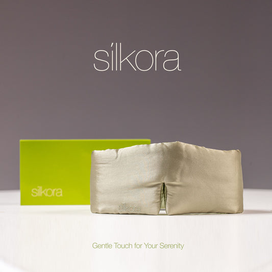 Silkora Premium Silk Deep Sleep Mask - 22 Momme 100% Mulberry Silk - Sleep Eye Mask for Men & Women - Olive Green