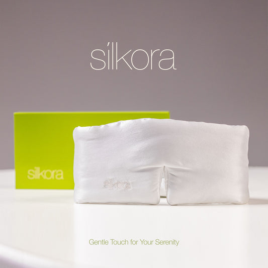 Silkora Premium Silk Deep Sleep Mask - 22 Momme 100% Mulberry Silk - Sleep Eye Mask for Men & Women - Off-White
