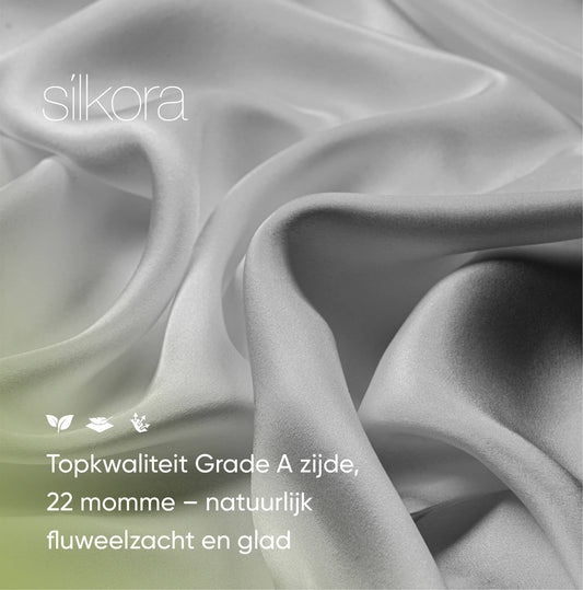 Zijden Kussensloop Zilvergrijs - Close-up